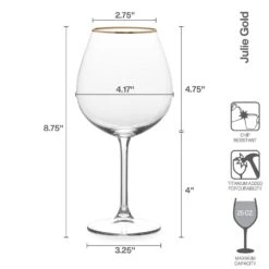 MIKASA Julie Gold Set Of 4 Red Wine Glasses -Mikasa julie gold set of 4 red wine glasses 5289858 4