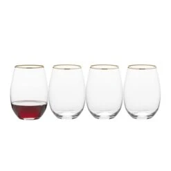 MIKASA Julie Gold Set Of 4 Stemless Wine Glasses