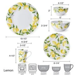 MIKASA Lemons 40 Piece Dinnerware Set, Service For 8 -Mikasa lemons 40 piece dinnerware set service for 8 5290862 11