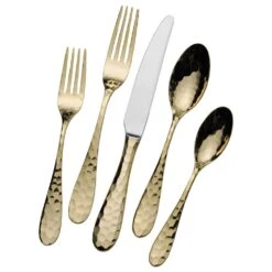 MIKASA Lilah Gold Plated 20 Piece Flatware Set, Service For 4