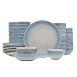 MIKASA Logan Blue 32 Piece Dinnerware Set, Service For 8