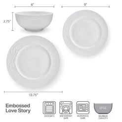 MIKASA Love Story White 18 Piece Dinnerware Set, Service For 6 -Mikasa love story white 18 piece dinnerware set service for 6 5297266 5