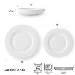 MIKASA Lucerne White 12 Piece Dinnerware Set, Service For 4 -Mikasa lucerne white 12 piece dinnerware set service for 4 5289380 3