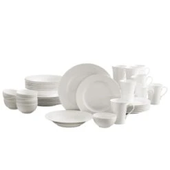 MIKASA Lucerne White 40 Piece Dinnerware Set, Service For 8