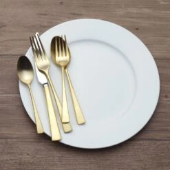 MIKASA Lucia Satin Gold 20 Piece Flatware Set, Service For 4 -Mikasa lucia satin gold 20 piece flatware set service for 4 5302965 4