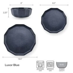 MIKASA Luxor Blue 12 Piece Dinnerware Set, Service For 4 -Mikasa luxor blue 12 piece dinnerware set service for 4 5300660 9