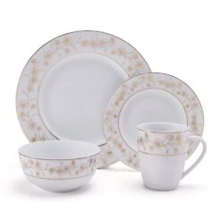 MIKASA Metallic Floral Gold 32 Piece Dinnerware Set, Service For 8 -Mikasa metallic floral gold 32 piece dinnerware set service for 8 5289084 9