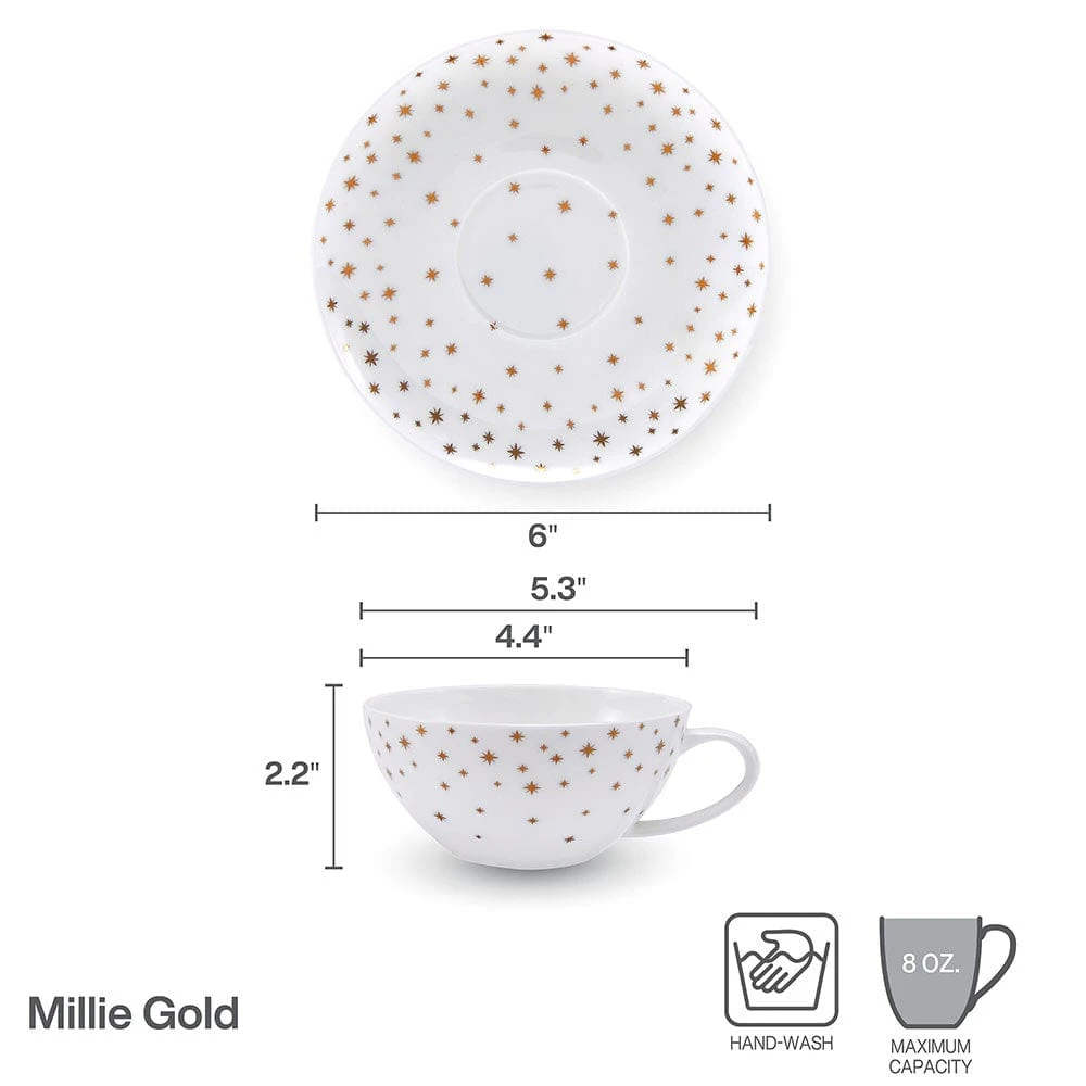 MIKASA Millie Gold Set Of 4 Cups And Saucers 4 MIKASA Millie Gold Set Of 4 Cups And Saucers - Image 4