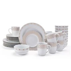 MIKASA Modern Petals 32 Piece Dinnerware Set, Service For 8