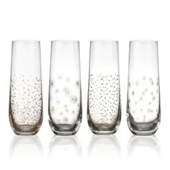 MIKASA Party Set Of 4 Gold Stemless Flute Glasses