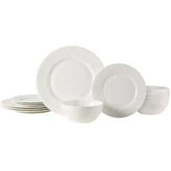 MIKASA Patterson Vegan Bone 12 Piece Dinnerware Set, Service For 4