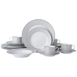 MIKASA Percy Grey 20 Piece Dinnerware Set, Service For 4