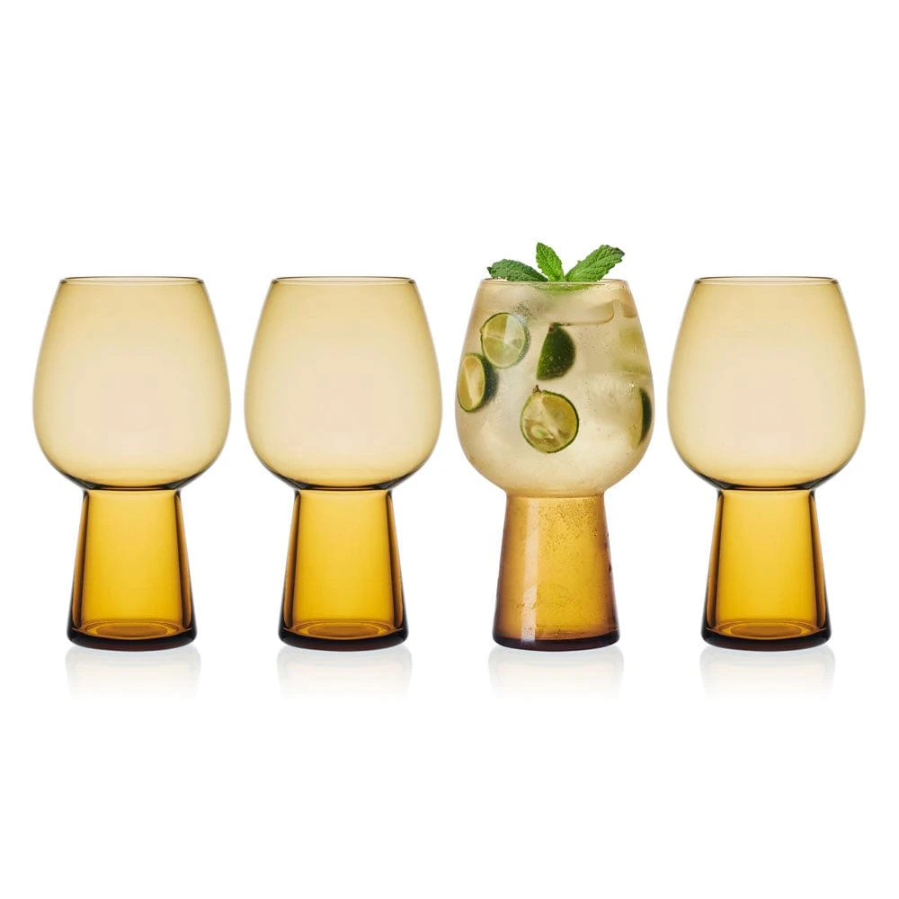 MIKASA Phoebe Amber Set Of 4 Beer Goblet Glasses 1 MIKASA Phoebe Amber Set Of 4 Beer Goblet Glasses