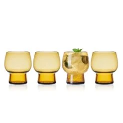 MIKASA Phoebe Amber Set Of 4 Double Old Fashioned Glasses