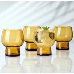 Mikasa -Mikasa phoebe amber set of 4 double old fashioned glasses 5304190 2