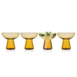 MIKASA Phoebe Amber Set Of 4 Margarita Cocktail Glasses