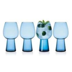 MIKASA Phoebe Blue Set Of 4 Beer Goblet Glasses