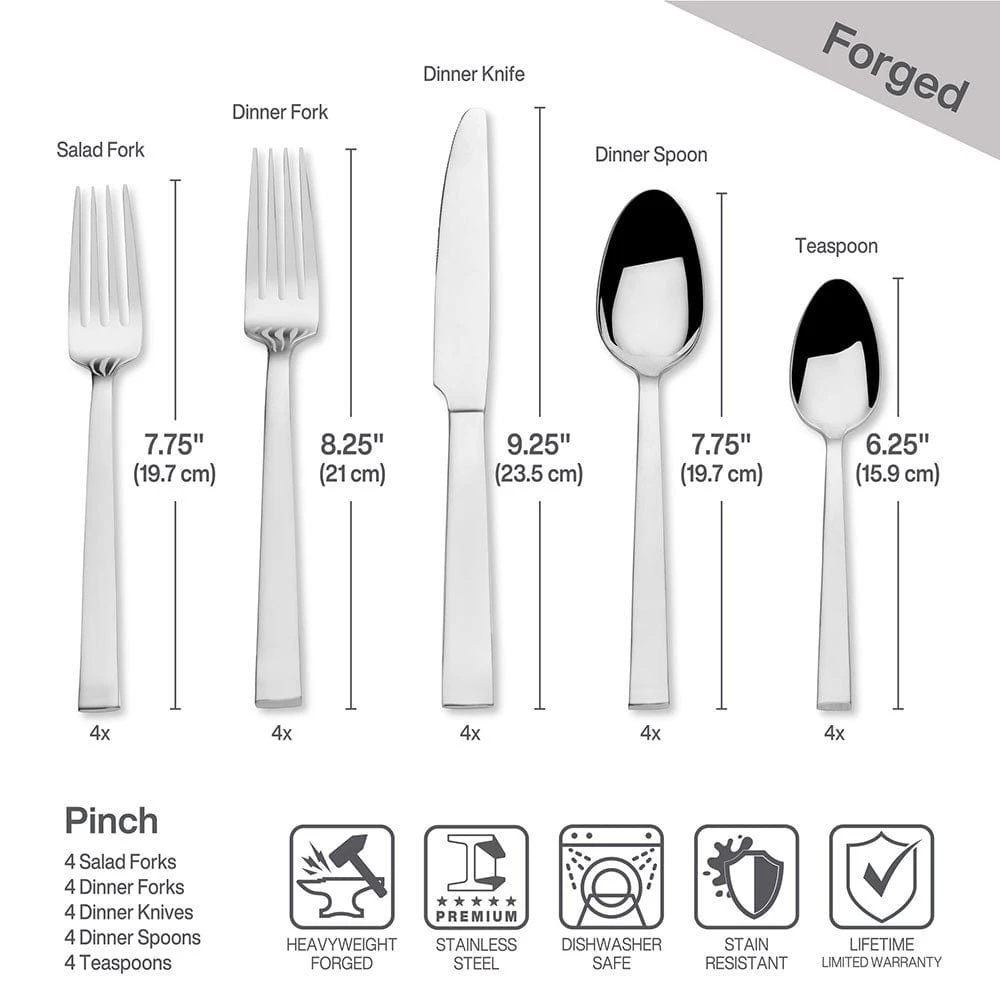 MIKASA Pinch Forged 20 Piece Flatware Set, Service For 4 5 MIKASA Pinch Forged 20 Piece Flatware Set, Service For 4 - Image 5