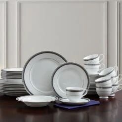 MIKASA Platinum Crown Cobalt 40 Piece Dinnerware Set, Service For 8 -Mikasa platinum crown cobalt 40 piece dinnerware set service for 8 5224200 3