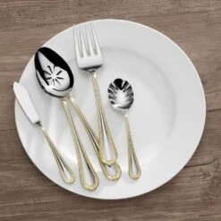 MIKASA Regent Bead Gold 65 Piece Flatware Set, Service For 12 -Mikasa regent bead gold 65 piece flatware set service for 12 5119760 4