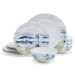 MIKASA Seaside 12 Piece Dinnerware Set, Service For 4