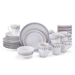 MIKASA Starburst Blue 32 Piece Dinnerware Set, Service For 8