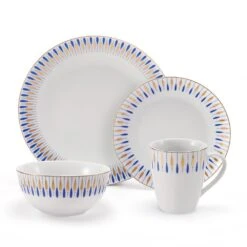 MIKASA Starburst Blue 32 Piece Dinnerware Set, Service For 8 -Mikasa starburst blue 32 piece dinnerware set service for 8 5289083 9