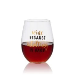 MIKASA Double Wall Mug And Stemless Wine Glass Set Of 2, Caffeine Wine Sentiment -Mikasa stemless set of 2 caffeine wine glass and glass mug 5281857 4