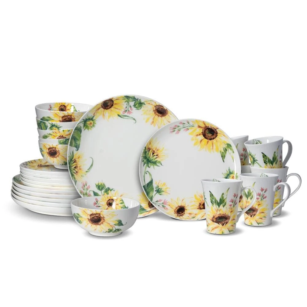 MIKASA Sunflower 24 Piece Dinnerware Set, Service For 6 1 MIKASA Sunflower 24 Piece Dinnerware Set, Service For 6