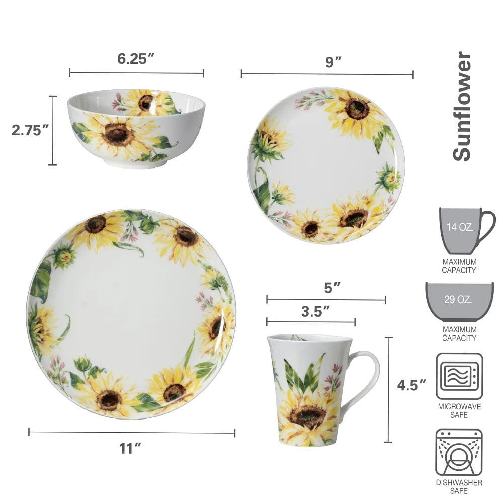 MIKASA Sunflower 24 Piece Dinnerware Set, Service For 6 5 MIKASA Sunflower 24 Piece Dinnerware Set, Service For 6 - Image 5