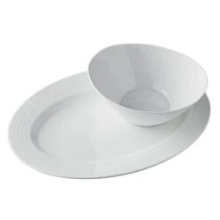 MIKASA Swirl Bone Vegetable Bowl And Serve Platter Set
