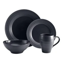 MIKASA Swirl Graphite 16 Piece Dinnerware Set, Service For 4 -Mikasa swirl graphite 16 piece dinnerware set service for 4 5140594 7