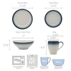 MIKASA Swirl Ombre Blue 4 Piece Place Setting -Mikasa swirl ombre blue 4 piece place setting 5130918 8