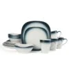 MIKASA Swirl Ombre Blue Square 16 Piece Dinnerware Set, Service For 4