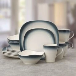 MIKASA Swirl Ombre Blue Square 16 Piece Dinnerware Set, Service For 4 10 MIKASA Swirl Ombre Blue Square 16 Piece Dinnerware Set, Service For 4 -Mikasa swirl ombre blue square 16 piece dinnerware set service for 4 5234548 3