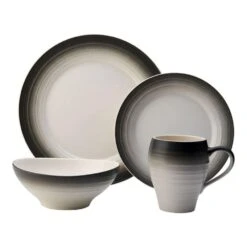 MIKASA Swirl Ombre Graphite 16 Piece Dinnerware Set, Service For 4 -Mikasa swirl ombre graphite 16 piece dinnerware set service for 4 5138527 8