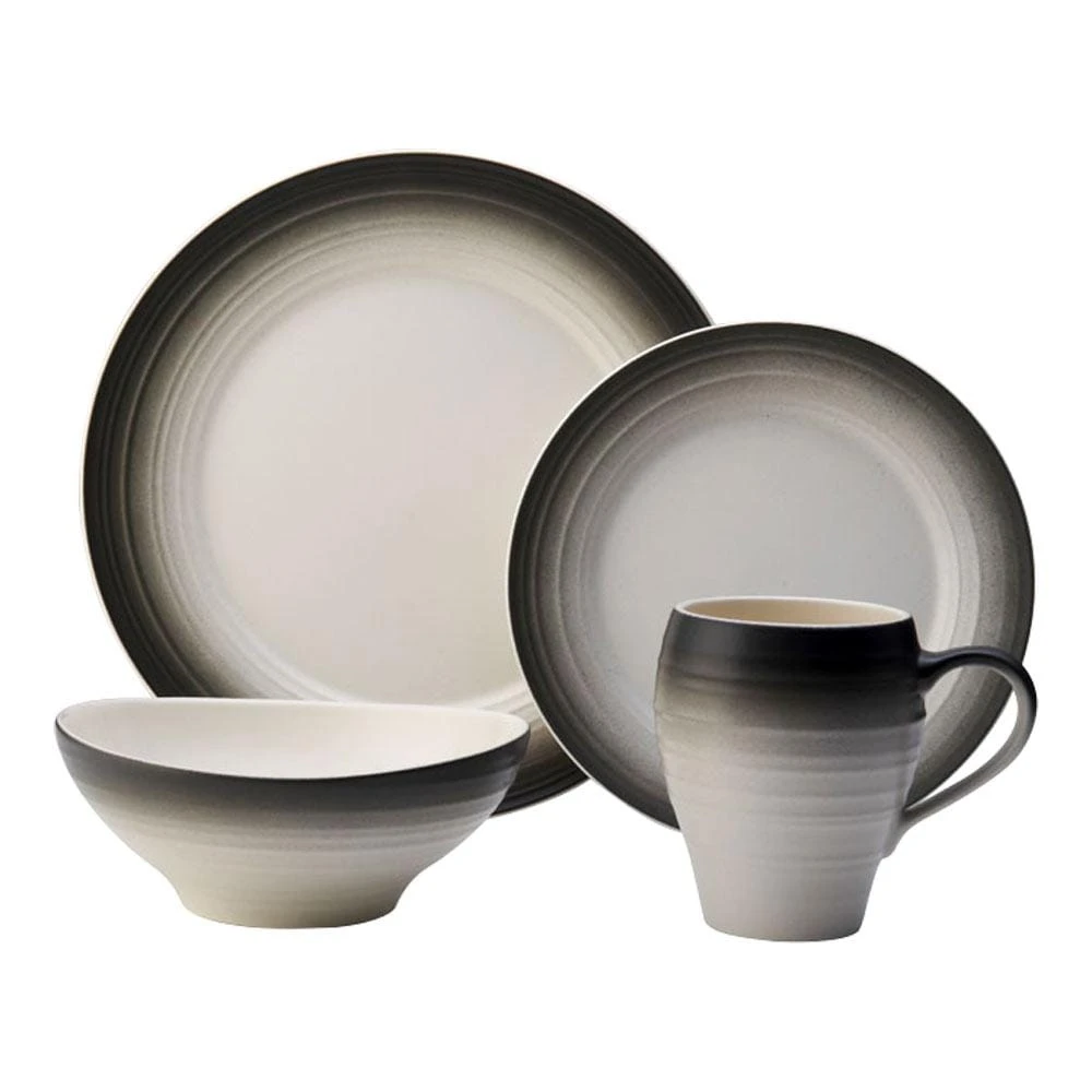 MIKASA Swirl Ombre Graphite 4 Piece Place Setting 1 MIKASA Swirl Ombre Graphite 4 Piece Place Setting