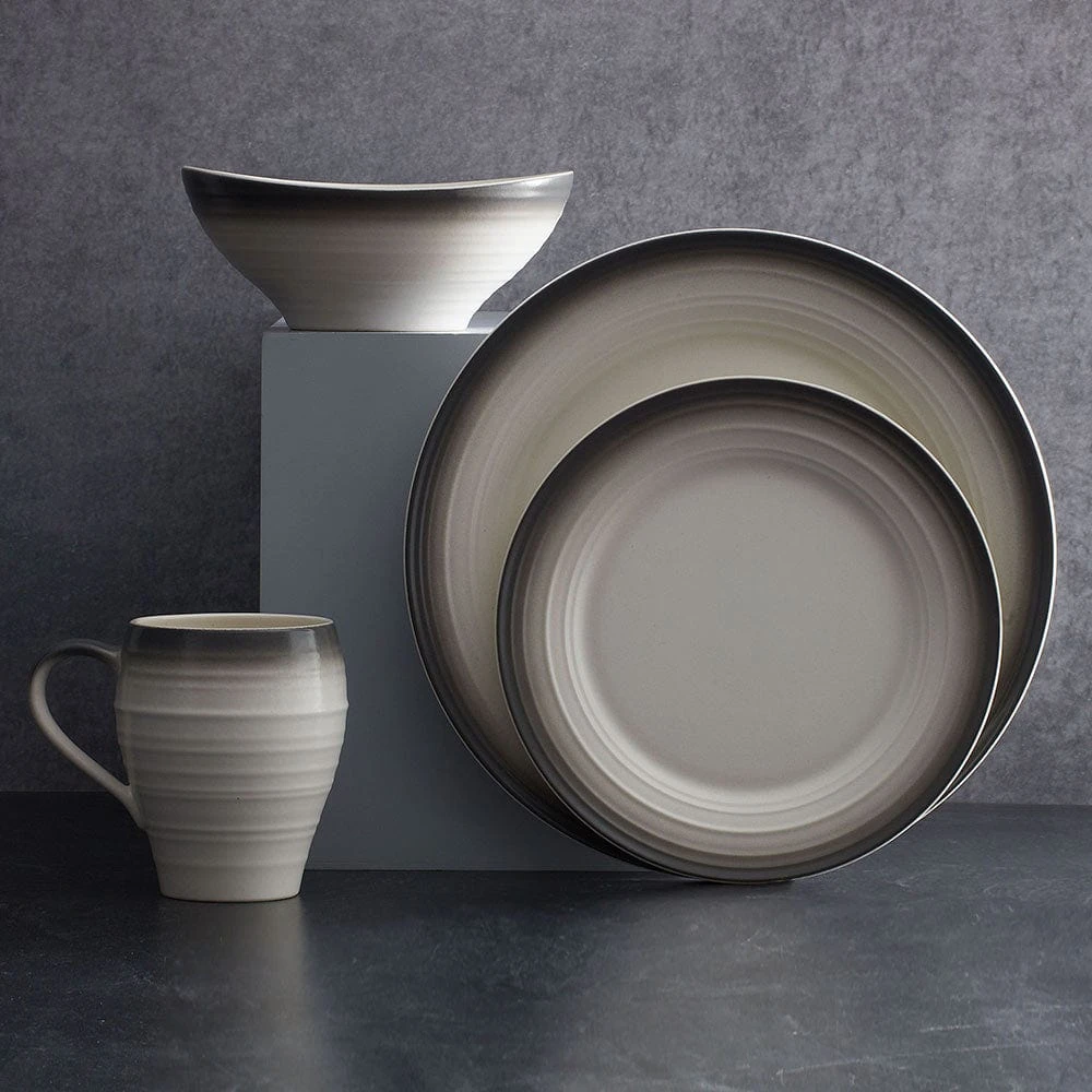 MIKASA Swirl Ombre Graphite 4 Piece Place Setting 2 MIKASA Swirl Ombre Graphite 4 Piece Place Setting - Image 2