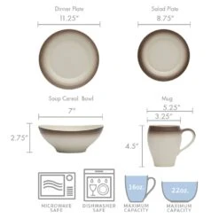 MIKASA Swirl Ombre Mocha 16 Piece Dinnerware Set, Service For 4 -Mikasa swirl ombre mocha 16 piece dinnerware set service for 4 5163527 8