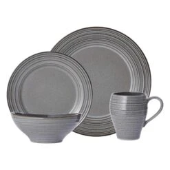 MIKASA Swirl Speckle Graphite 16 Piece Dinnerware Set, Service For 4 -Mikasa swirl speckle graphite 16 piece dinnerware set service for 4 5224867 8