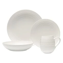 MIKASA Swirl White Coupe 4 Piece Place Setting