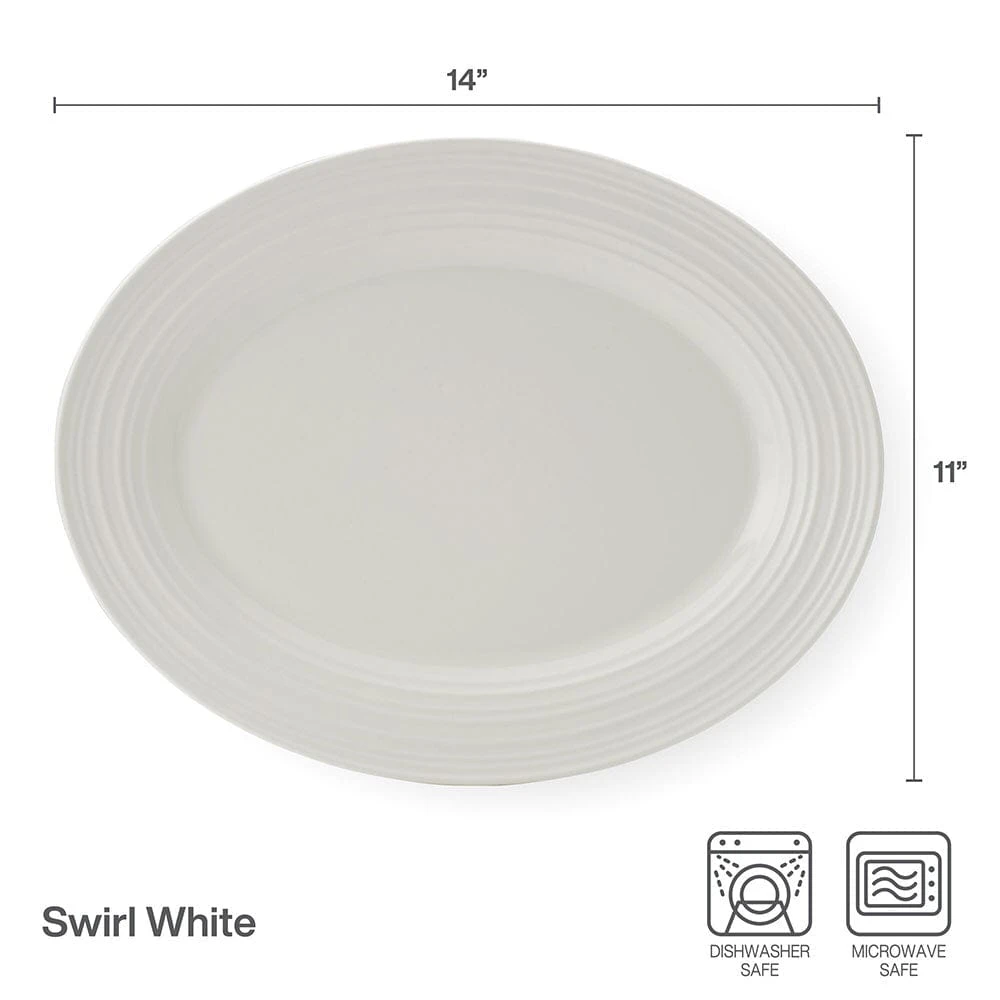 MIKASA Swirl White Oval Platter 2 MIKASA Swirl White Oval Platter - Image 2