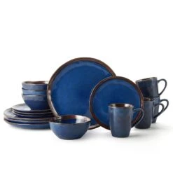 MIKASA Talia Blue 16 Piece Dinnerware Set, Service For 4
