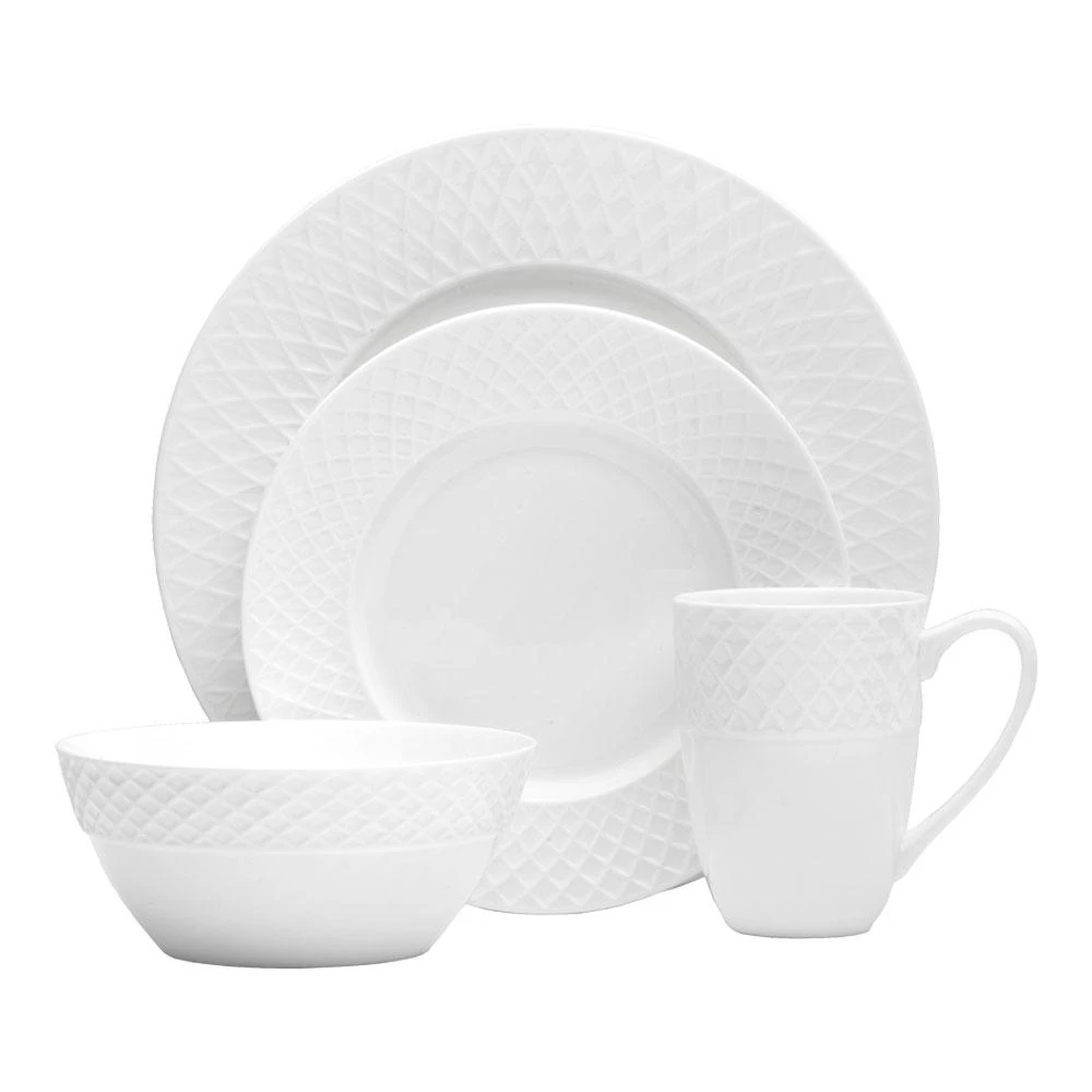 MIKASA Trellis White 16 Piece Dinnerware Set 1 MIKASA Trellis White 16 Piece Dinnerware Set
