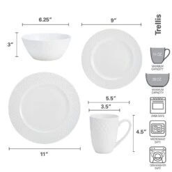 MIKASA Trellis White 16 Piece Dinnerware Set 7 MIKASA Trellis White 16 Piece Dinnerware Set -Mikasa trellis white 16 piece dinnerware set 5188288 3