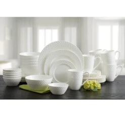 MIKASA Trellis White 36 Piece Dinnerware Set, Service For 6 -Mikasa trellis white 36 piece dinnerware set service for 6 5216683 2