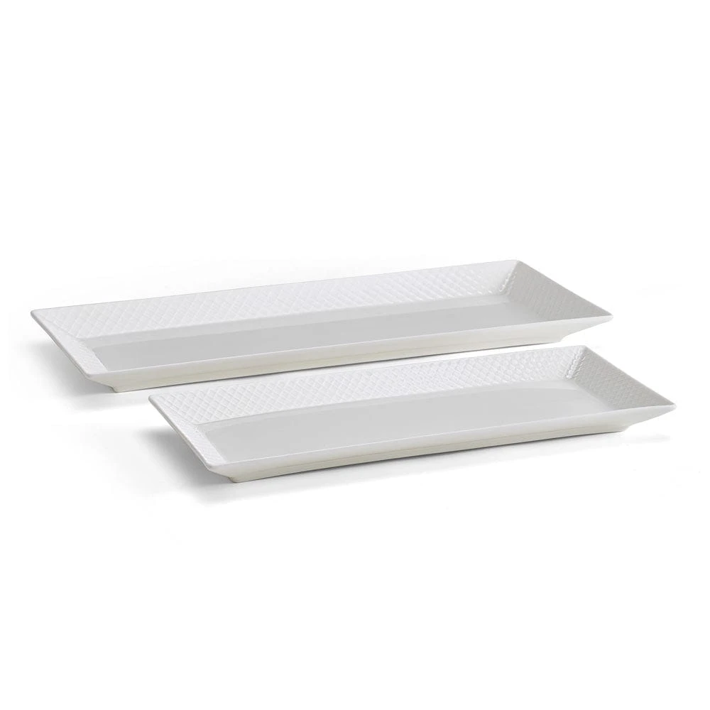 MIKASA Trellis White Set Of 2 Bread Trays 1 MIKASA Trellis White Set Of 2 Bread Trays
