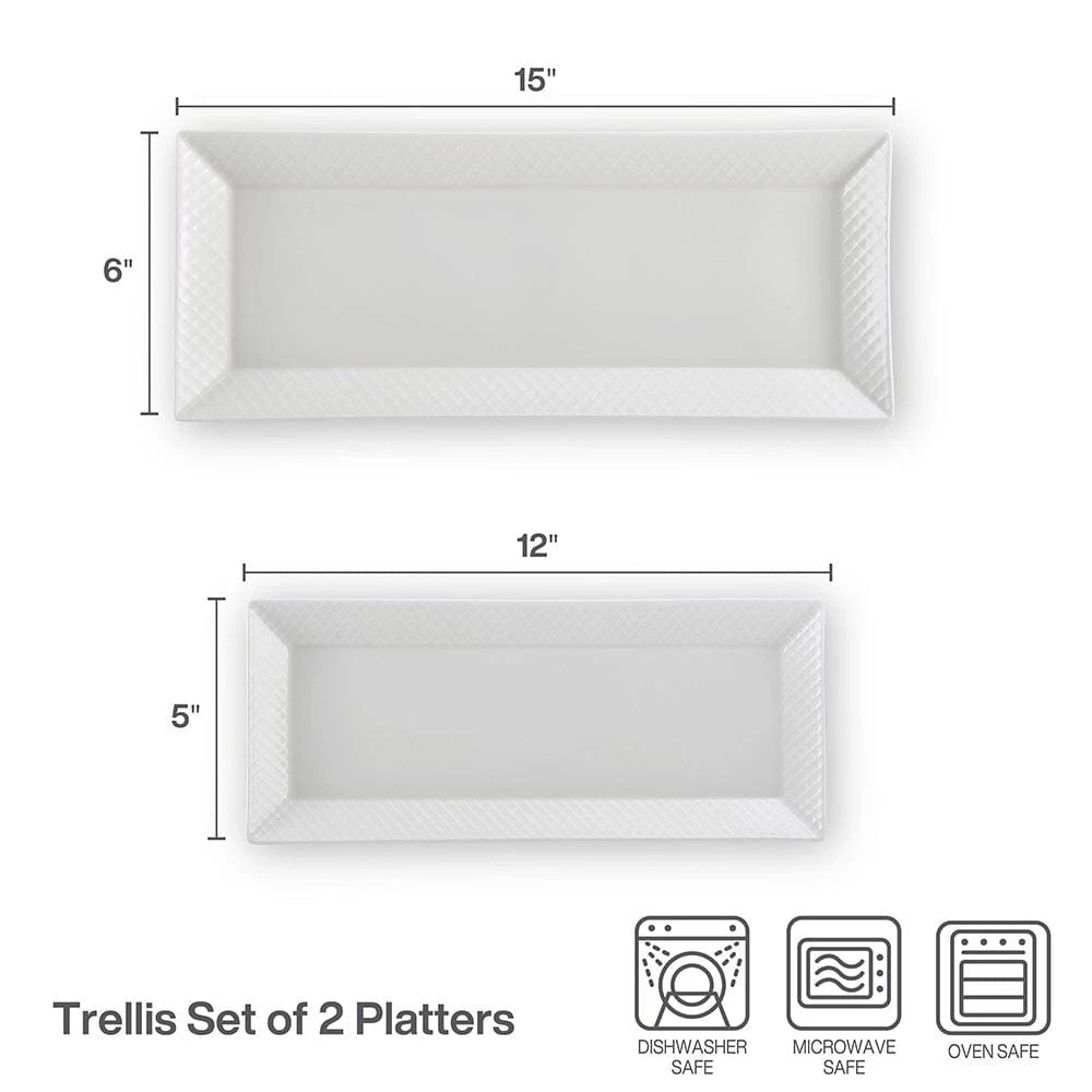 MIKASA Trellis White Set Of 2 Bread Trays 3 MIKASA Trellis White Set Of 2 Bread Trays - Image 3