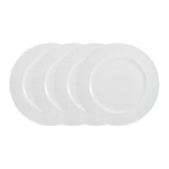 MIKASA Trellis White Set Of 4 Dinner Plates
