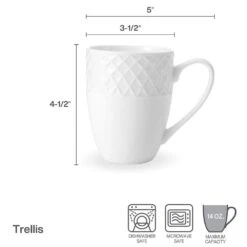 MIKASA Trellis White Set Of 4 Mugs -Mikasa trellis white set of 4 mugs K45216694 3
